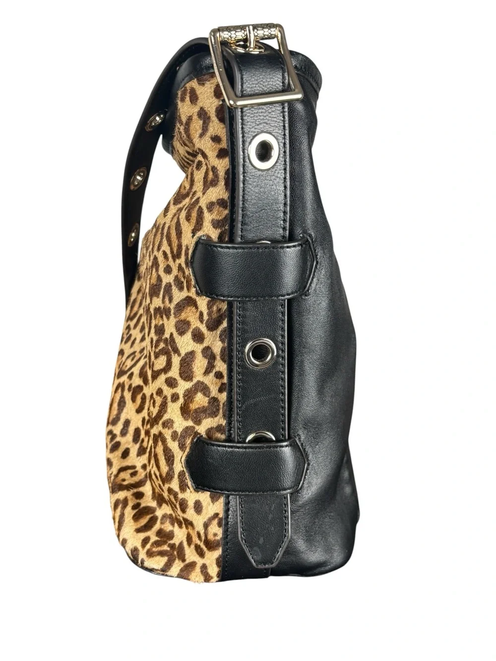 Aimee Kestenberg Buckle Up Leopard Calf Hair Leather Hobo Shoulder Bag